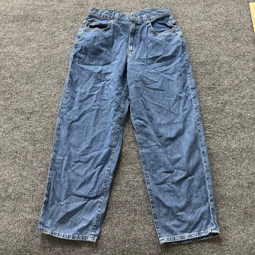 Lee Riders Jeans Womens Size 14P Blue Wide Leg Relaxed Cinch Back Denim USA